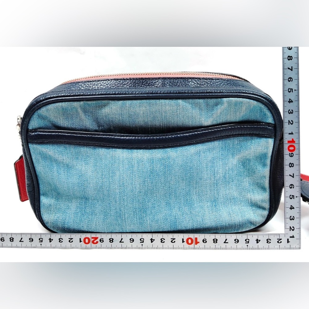 Authentic Coach Blue Denim crossbody Bag with Coral Strap - Picture 6 of 17